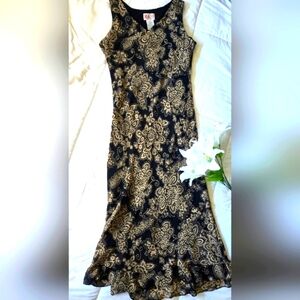 Black and Tan Sleeveless Calf Length Sheath Dress Size 10